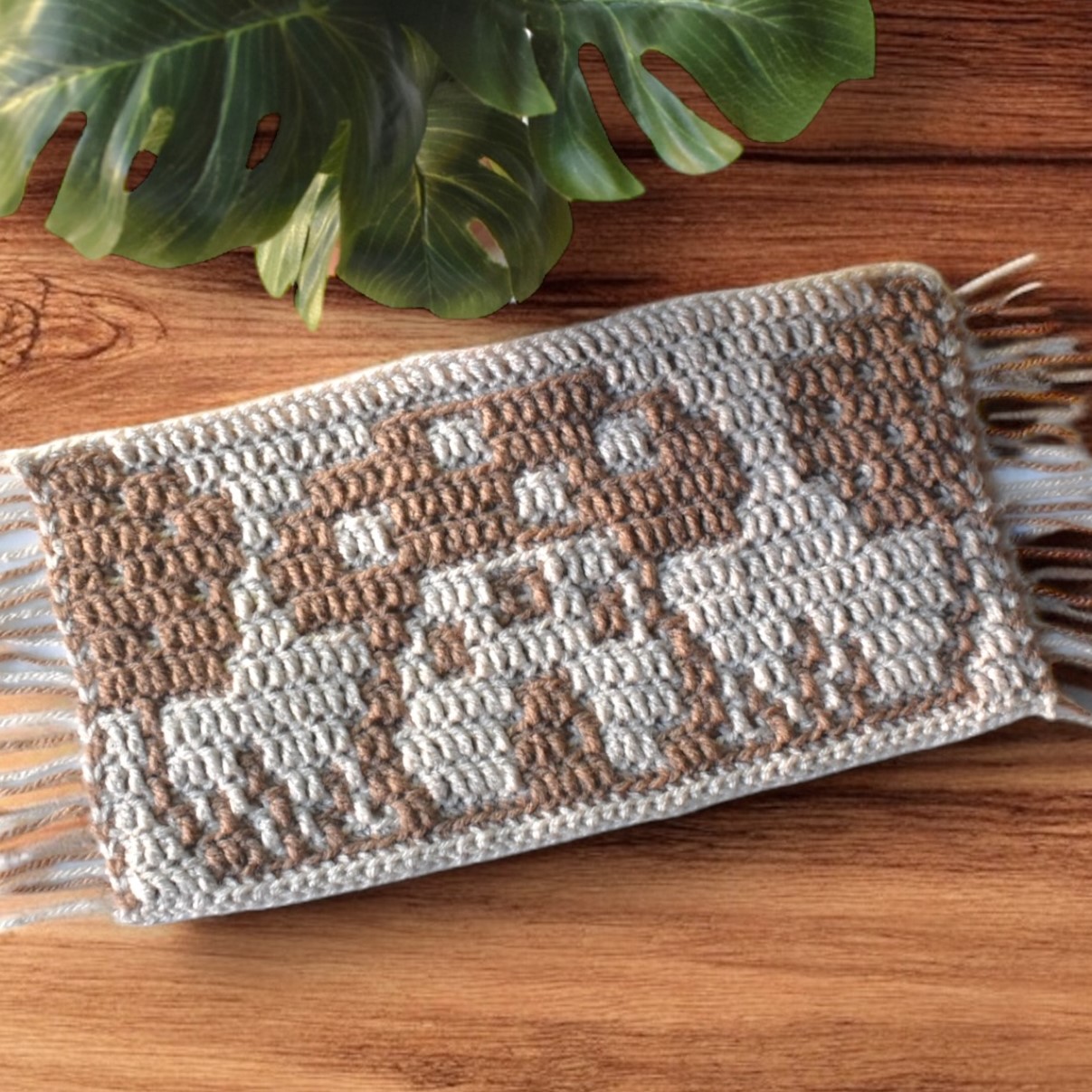 mushroom cottage mosaic crochet blanket strip