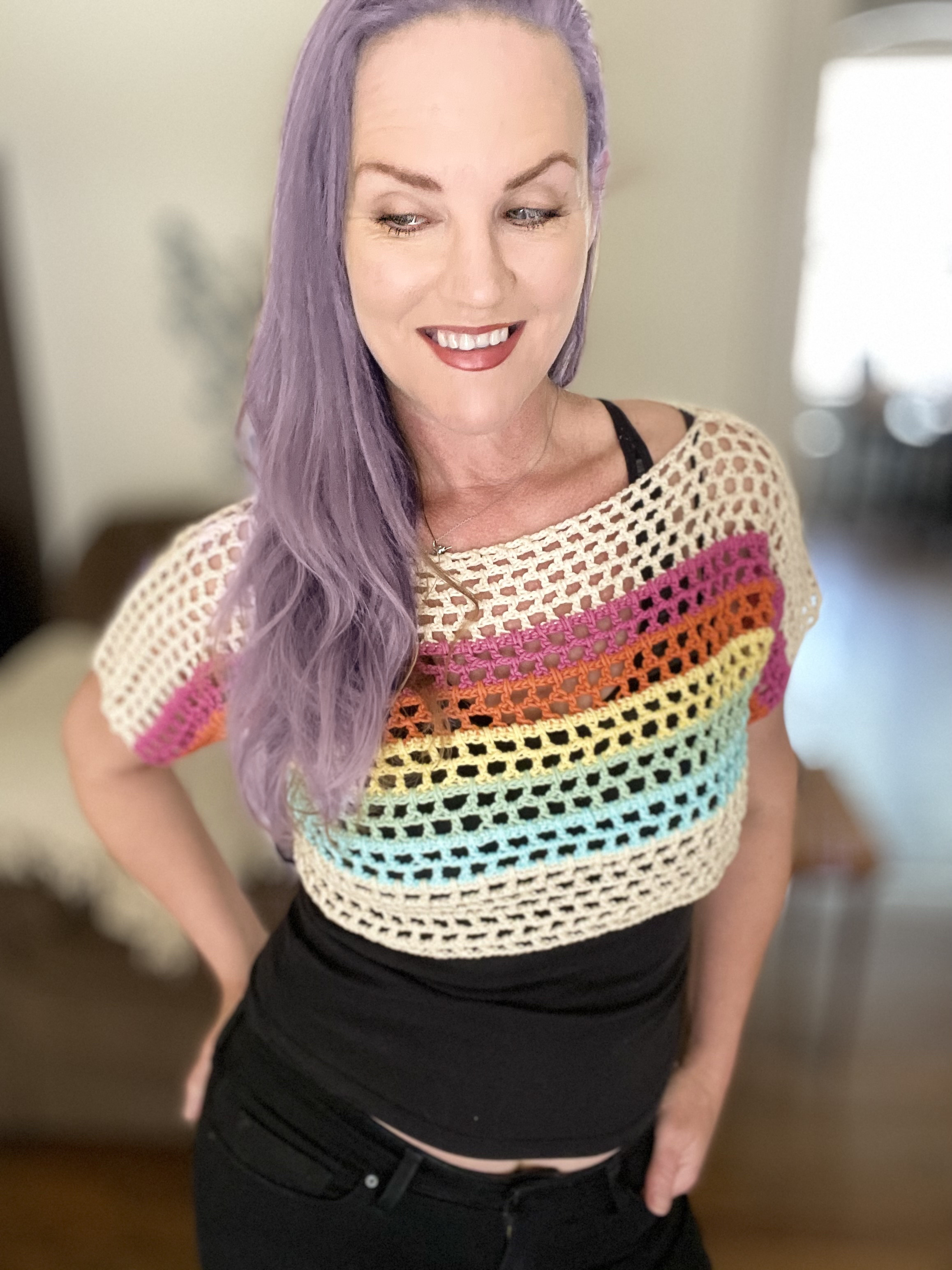 Rainbow Crochet Crop Top