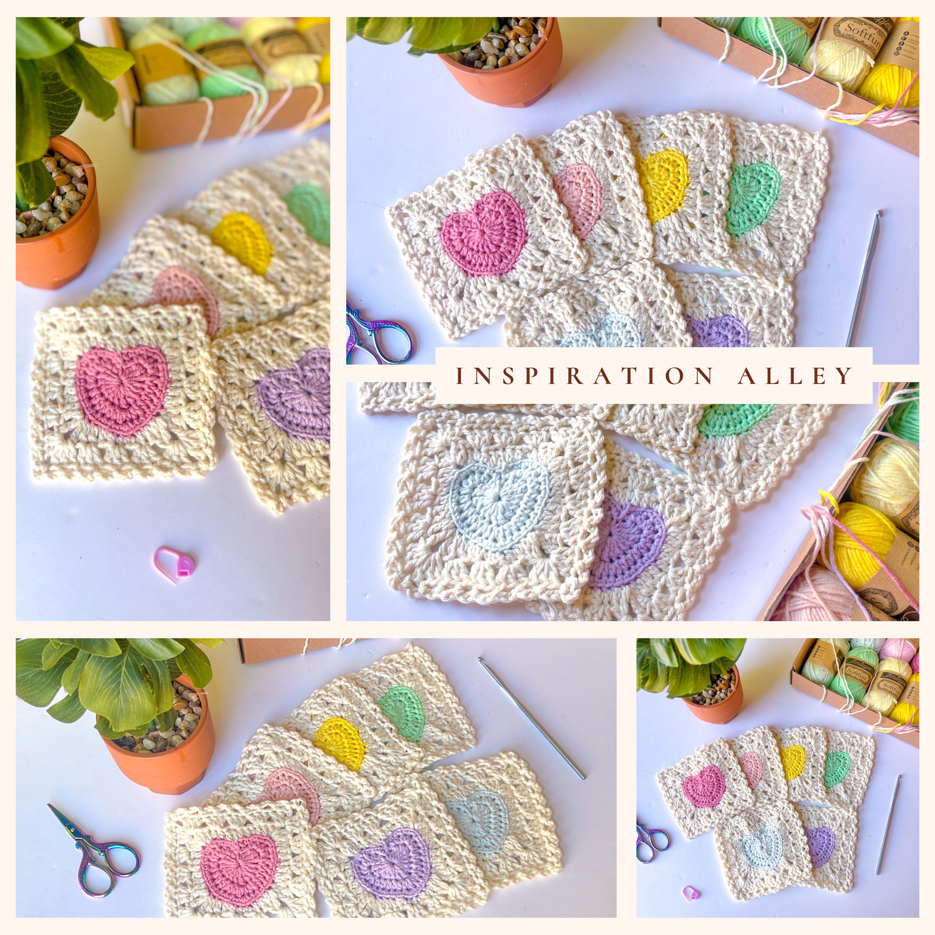 lacy heart valentine's crochet granny square pattern