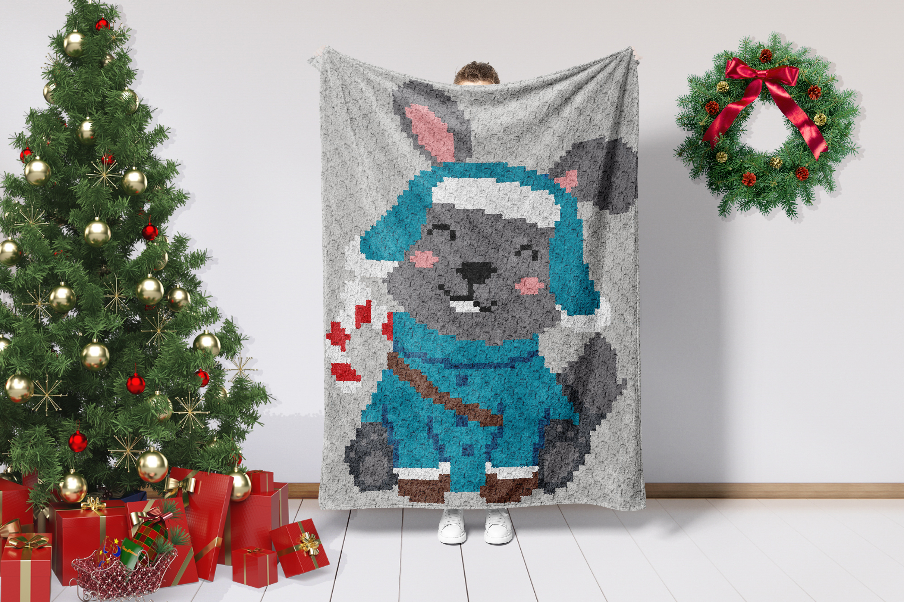 winter woodland bunny c2c crochet pattern